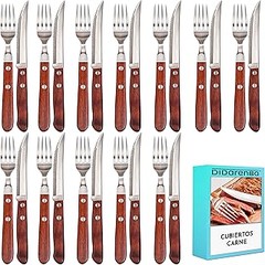 ¿Qué materiales se utilizan en los cuchillos para carne con mango de madera?